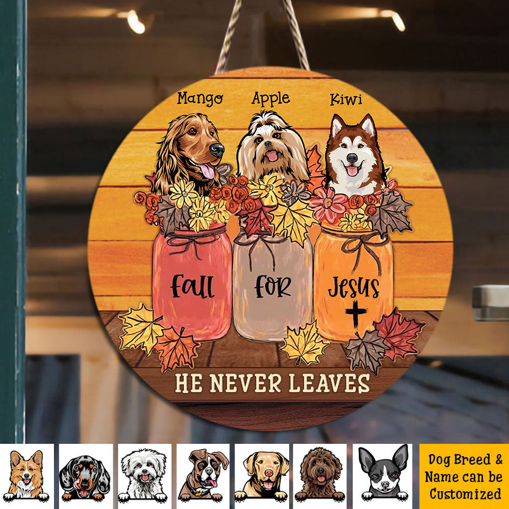 Fall for Jesus Dog Door Sign, Wooden Home Decor Gift Z
