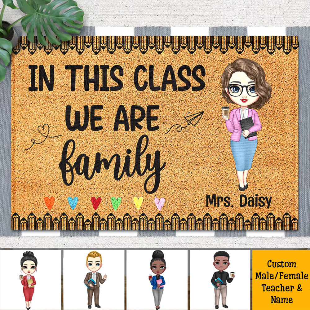 In This Class We Are Family Teacher Doormat, Classroom Decor AB