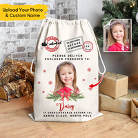 Thumbnail for Custom Christmas Santa Sack With Photo, Christmas Gift AB