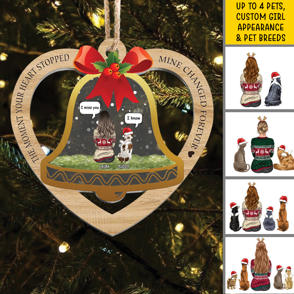 Personalized Dog&Cat  Memorial Heart Shape Printed Acrylic Ornament, Holiday Gift For Dog Lovers AE