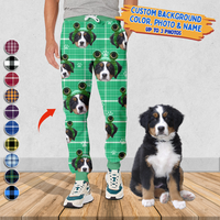 Thumbnail for Upload Pet Photo Cute Hat Buffalo Plaid Sweatpants, Custom Gift For Men and Women AB