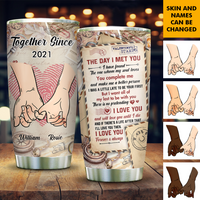 Thumbnail for Personalized Hand In Hand Vintage Love Letter Couple Tumbler, Valentine's Day Gift AA
