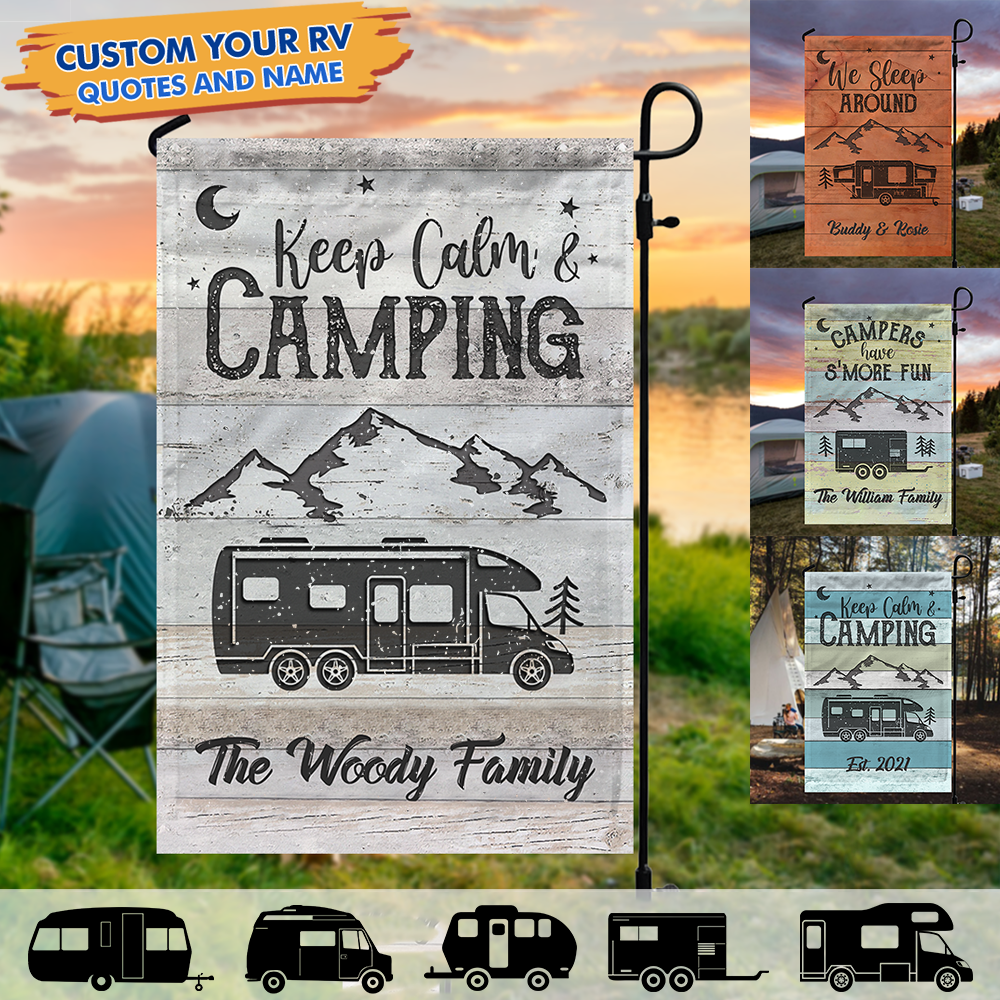 Custom Happy Campers Camping Garden Flag, Gift For Camper AD