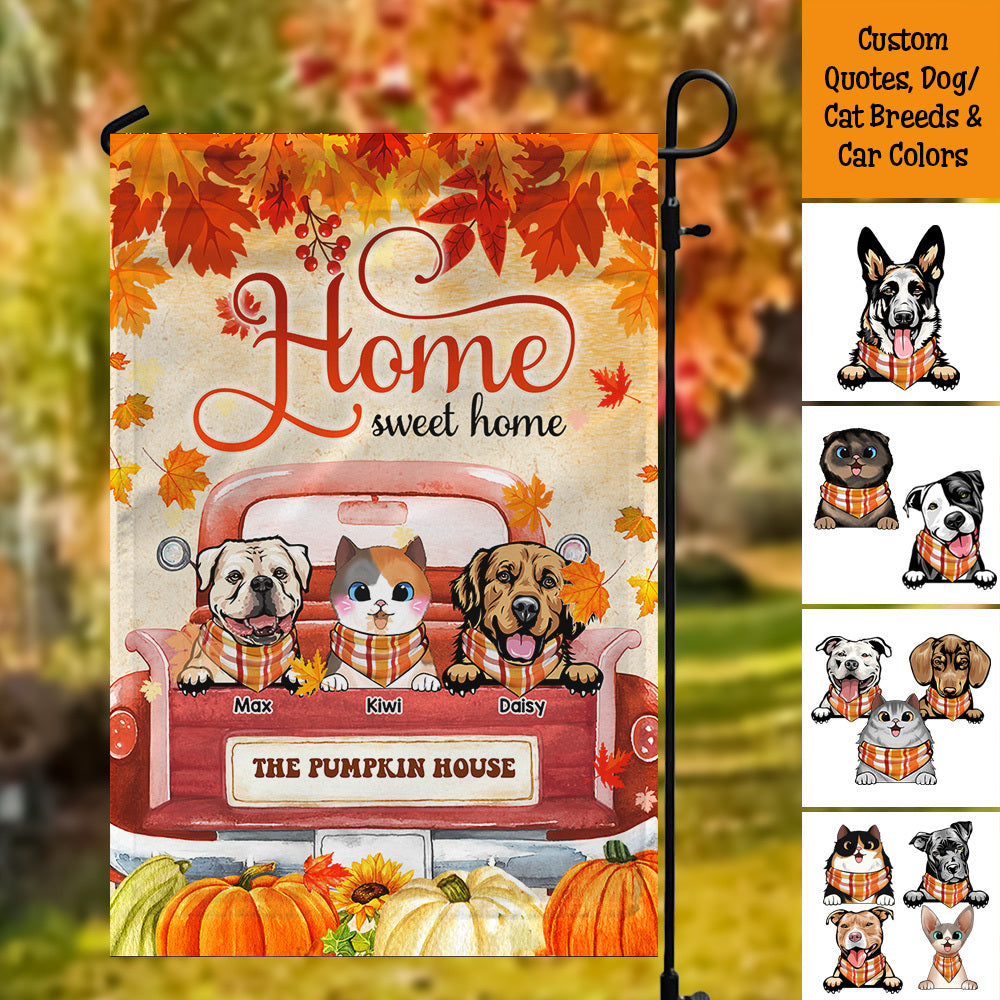 Happy Fall Y'all Dog Cat Garden Flag, Fall Truck Flag AD
