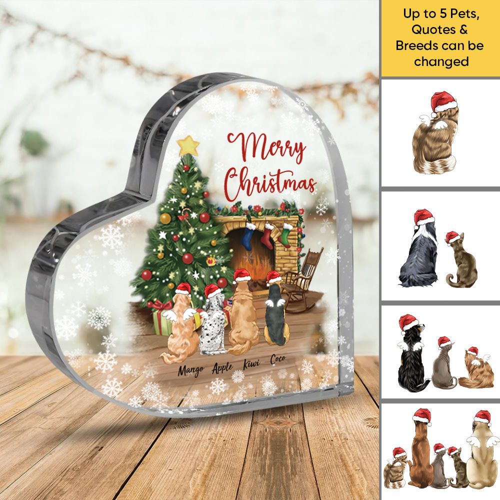 Personalized Fluffy Dog & Cat Memorial Heart Acrylic Plaque Gift For Dog Lovers AA