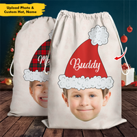 Thumbnail for Custom Santa Hat With Name Photo Christmas Bag, Christmas Gift AB