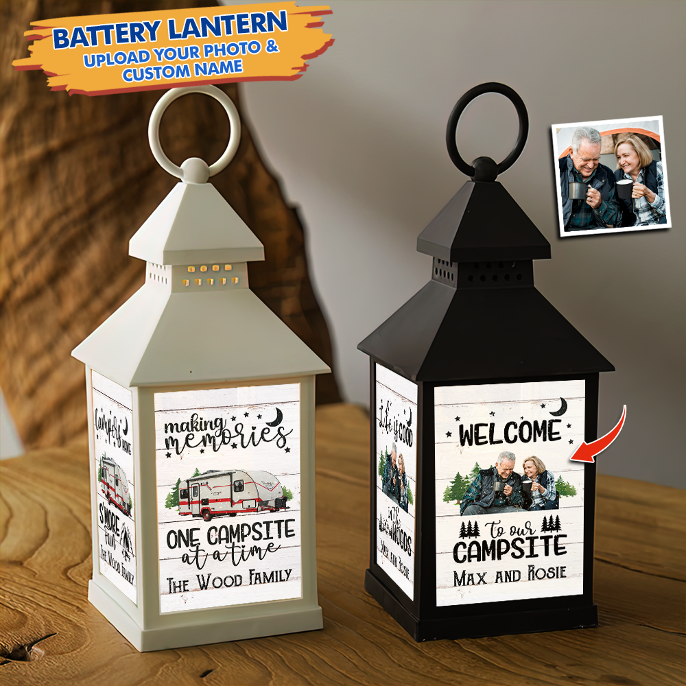 Custom RV Photo Making Memories One Campsite Camping Lantern II, Gift For Camper JonxiFon