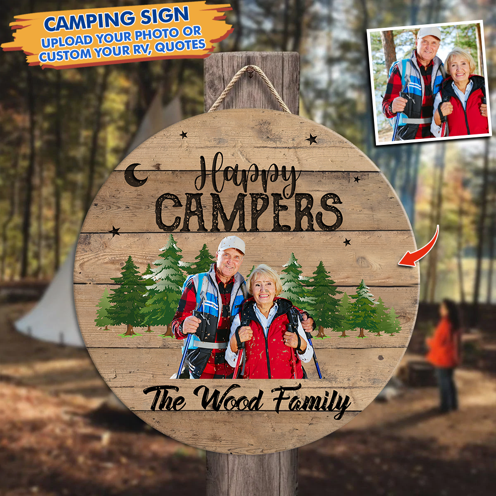 Custom Happy Campers Camping Wooden Sign, Gift For Camper Z