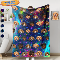 Thumbnail for Custom Galaxy With Paws Dog Cat Photo Blanket, Pet Lover Gift AB