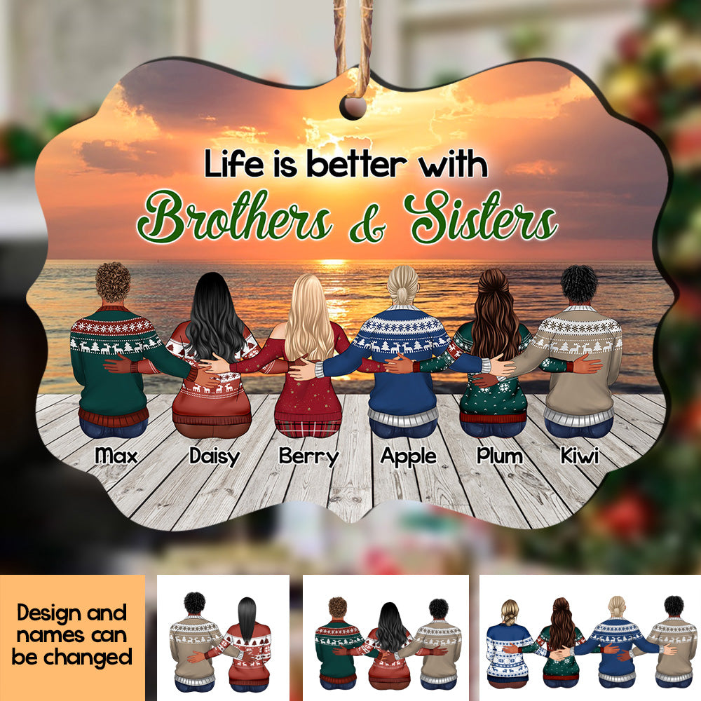 Personalized Family Members Brother Sister MDF Ornament AE