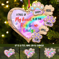 Thumbnail for Piece Of Heart At Rainbow Bridge Dog Cat Loss Of Pet Memorial Personalized Wood Ornament Cutout AE