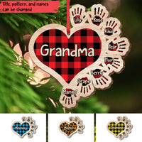 Thumbnail for Gift For Grandma Hands Christmas Wood Ornament, Customized Holiday Ornament AE