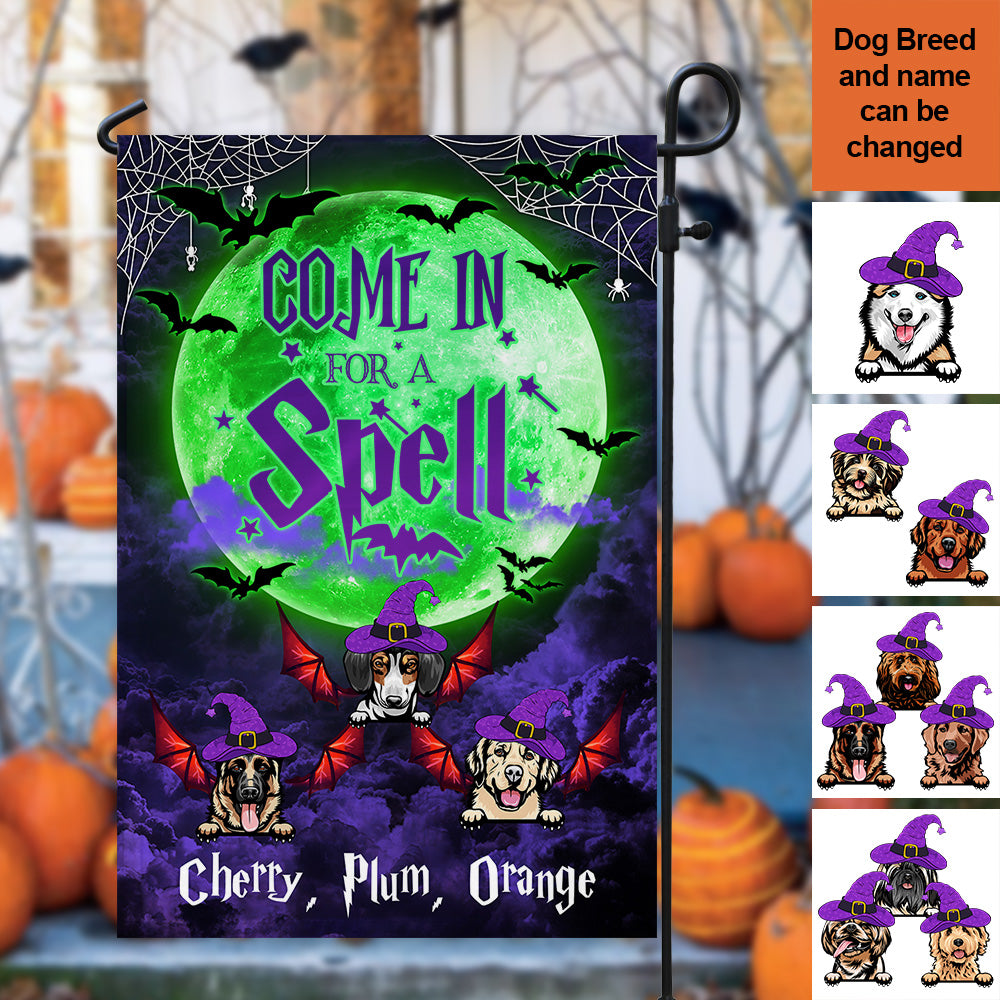Come In For A Spell Custom Garden Flag, Dog Lover Gift AD