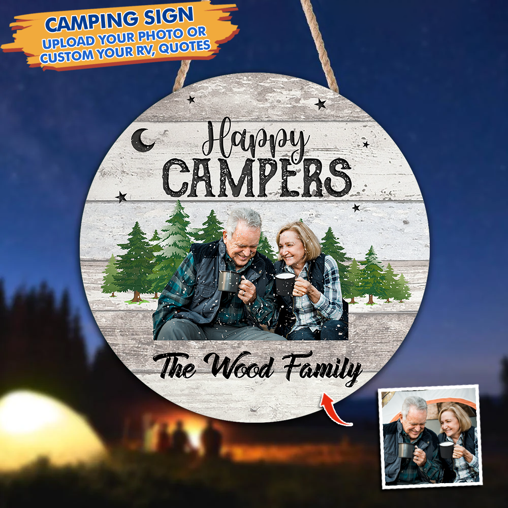 Custom Happy Campers Camping Wooden Sign, Gift For Camper Z