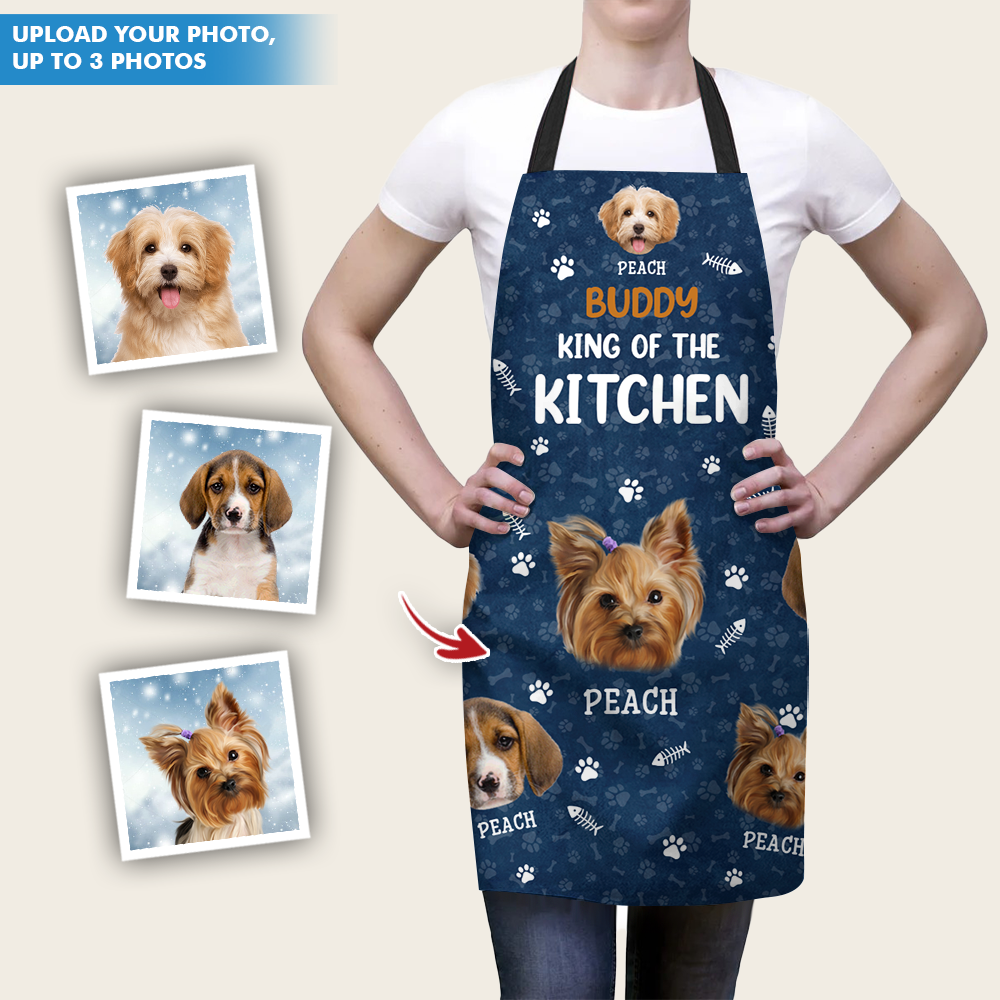Custom King / Queen Of The Kitchen Dog Cat Photo Apron, Kitchen Gift AI