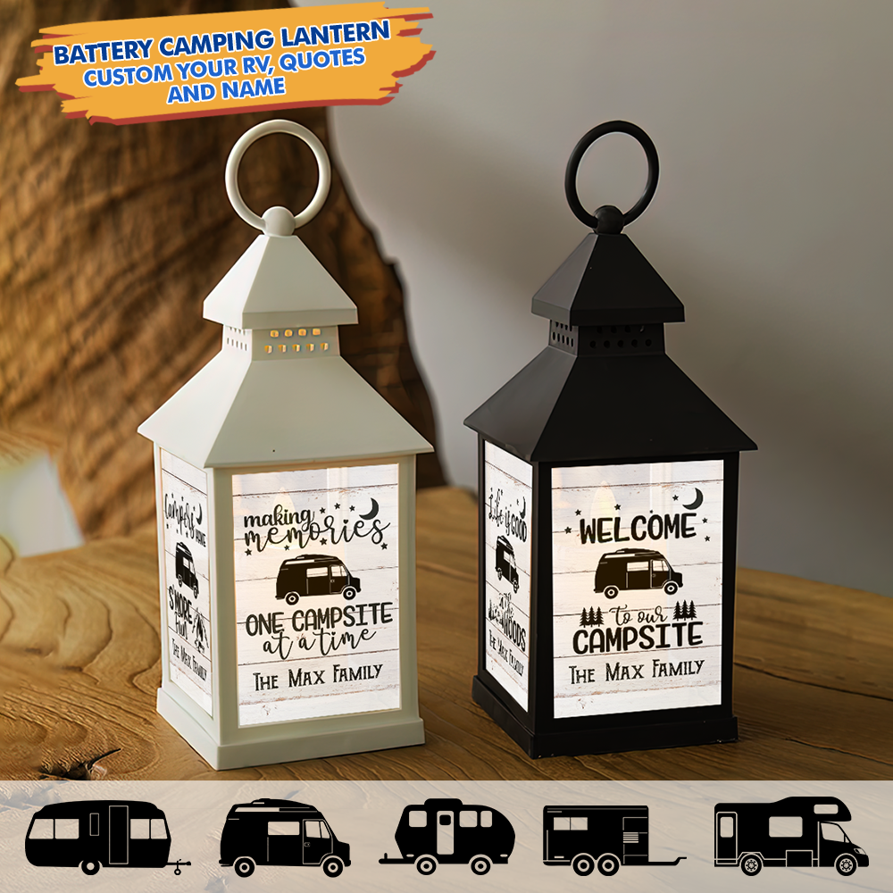 Custom Making Memories One Campsite Camping Lantern II, Gift For Camper FC