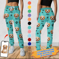 Thumbnail for Upload Pet Image With Name Multicolor Sweatpants, Custom Gift For Men and Women AB
