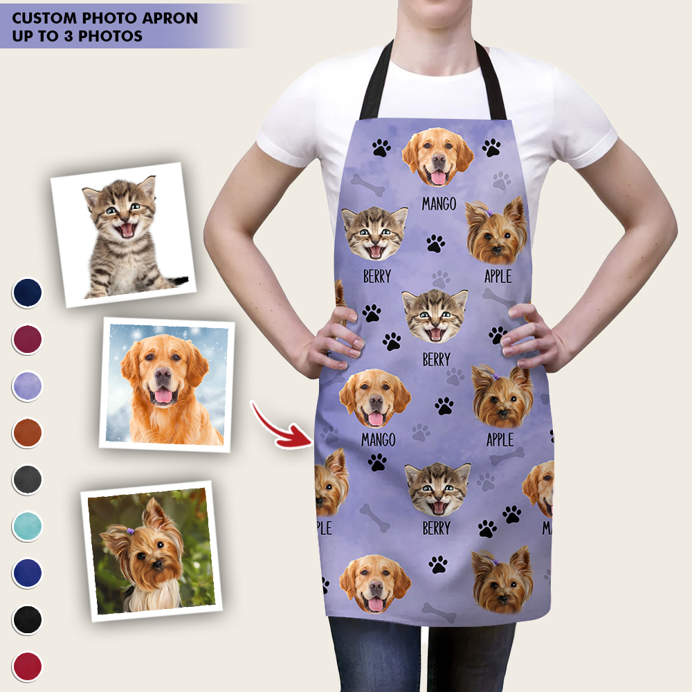 Custom Dog Cat Paws Photo Apron, Pet Lover Gift AI