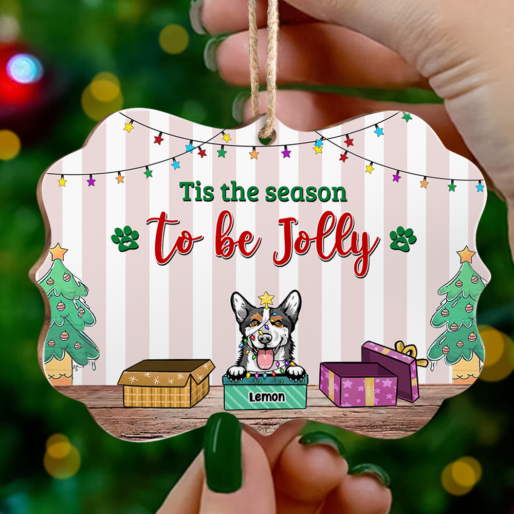 Custom Happy Pawlidays Dog Cat Printed Wood Ornament, Christmas Gift AE