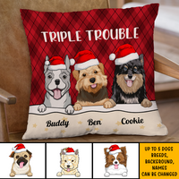 Thumbnail for Double Trouble Stay In Bed Personalized Dog Cat Pillow, Gift For Dog Lovers AD