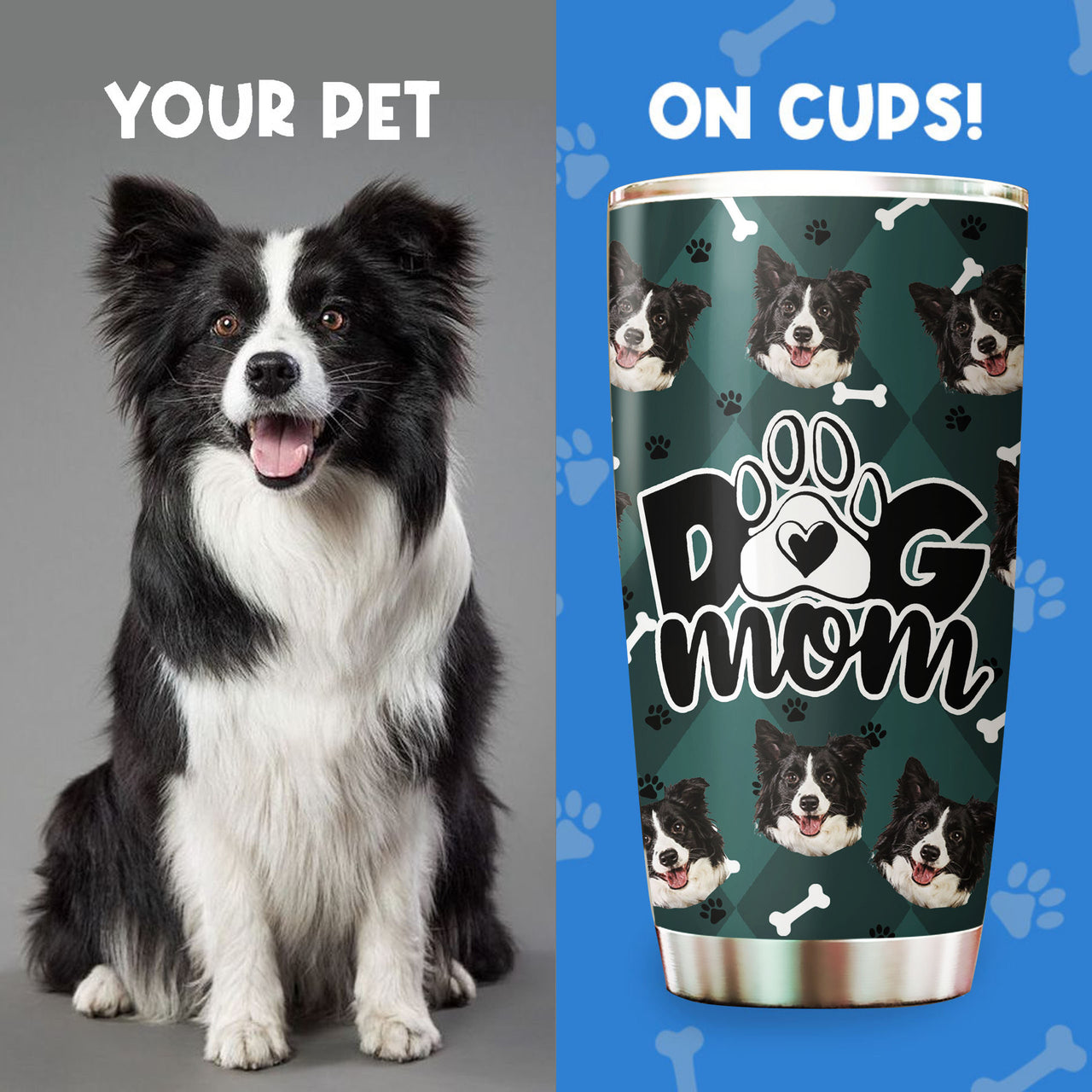 Custom Dog Face Photo Dog Mom Nutrition Facts Tumbler, Best Gift for Dog Lovers AA