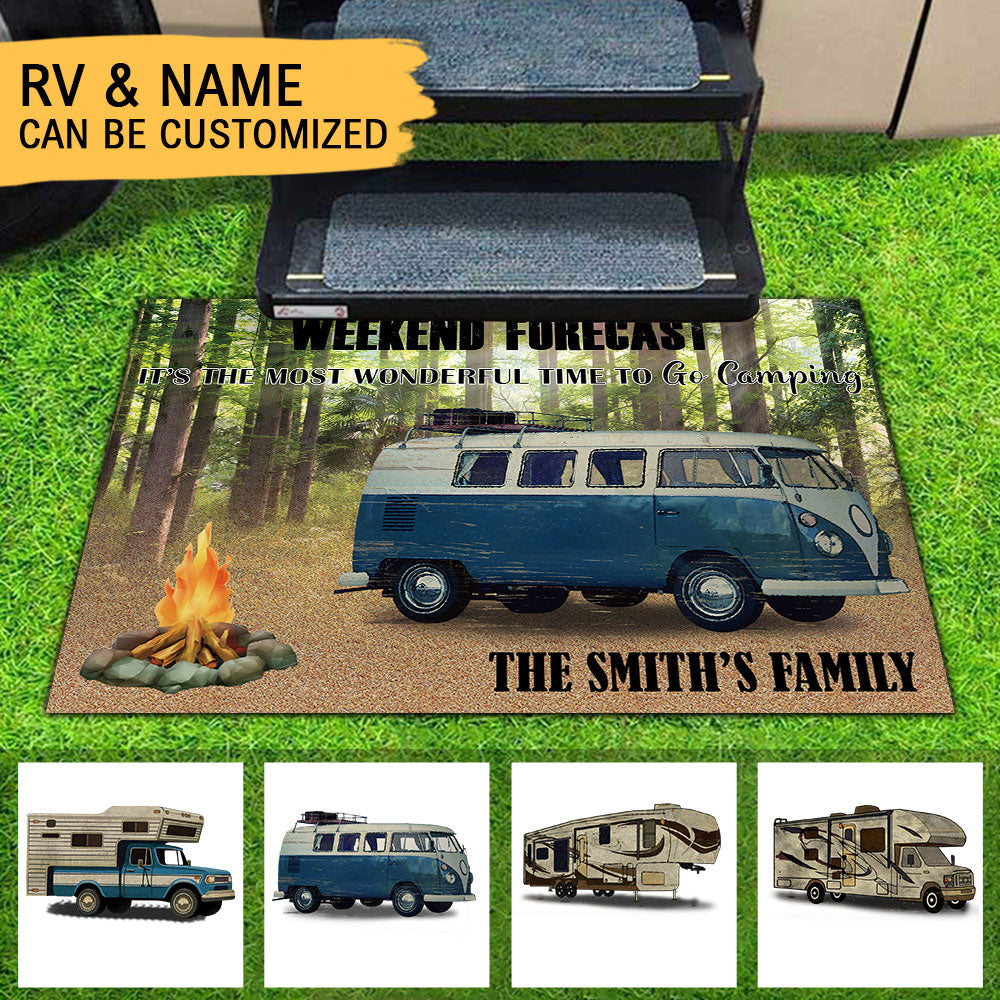 Weekend Forecast It's The Most Wonderful Time To Go Camping-Personalized Doormat AB