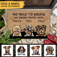 Thumbnail for No Need to Knock We Know You're Here Funny, Personalized Dog Doormat AB
