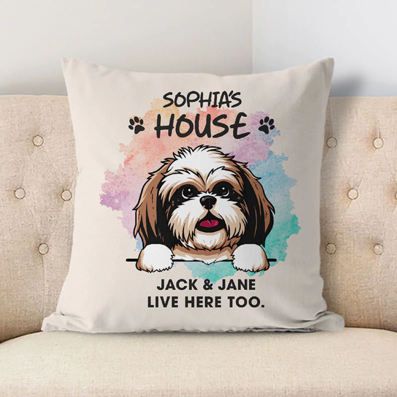 Lives Here Too - Personalized Pillow, Dog Lovers Gift AD