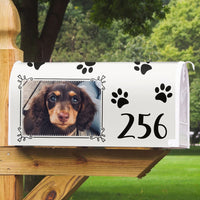 Thumbnail for Paw Prints With Photo House Number Mailbox Cover, Pet Lover Gift AF