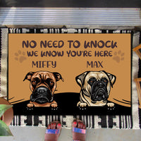 Thumbnail for No Need to Knock We Know You're Here Funny, Personalized Dog Doormat AB