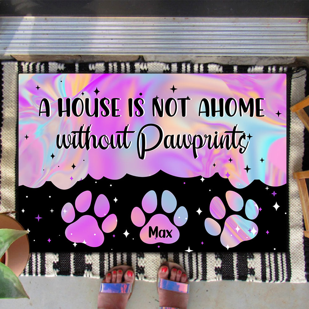 Hologram Pawprints Pets Personalized Doormat AB