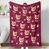 Thumbnail for Custom Pet Photo & Paws Fleece Blanket, Pet Lover Gift AB