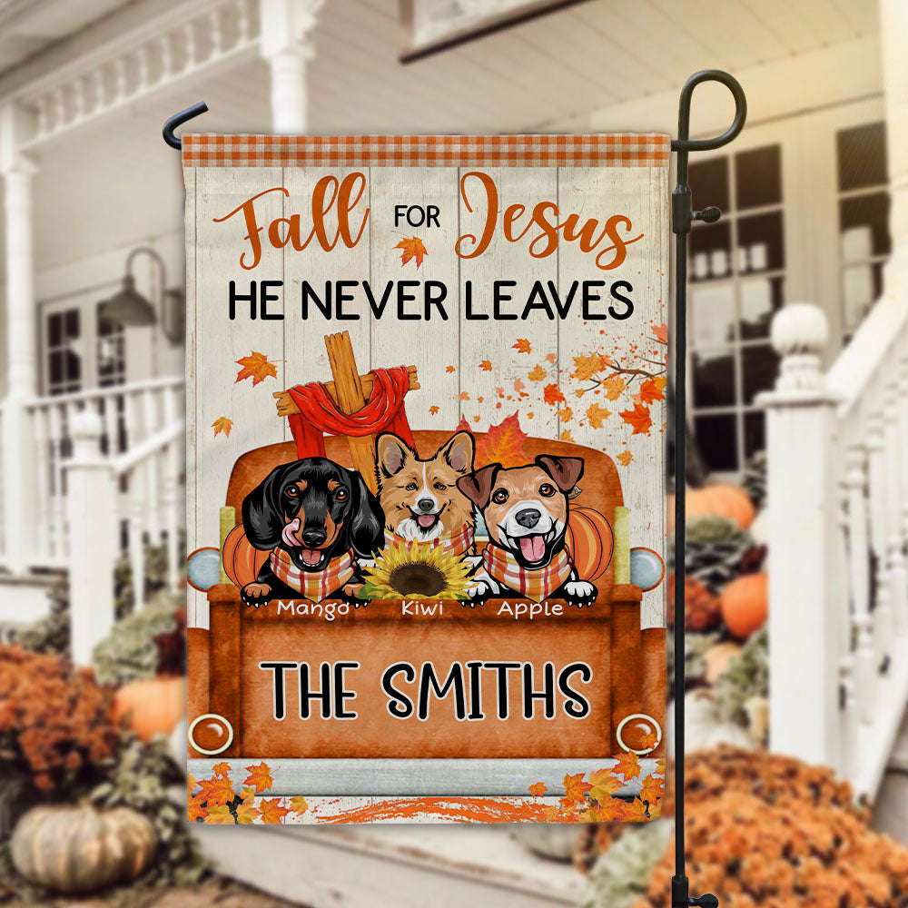 Fall For Jesus Dog Pumpkin Garden Flag, Autumn Decor AD