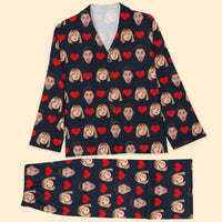 Thumbnail for Custom Heart With Photo Couple Pajamas Set, Valentine's Day Gift FC