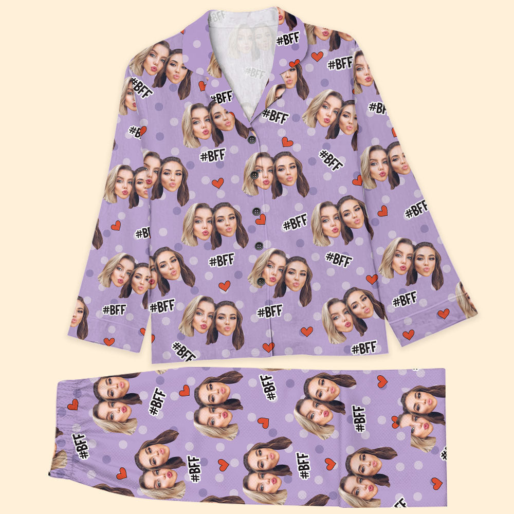 Custom Face Photo Besties Pajamas Set, Gift For Best Friends FC