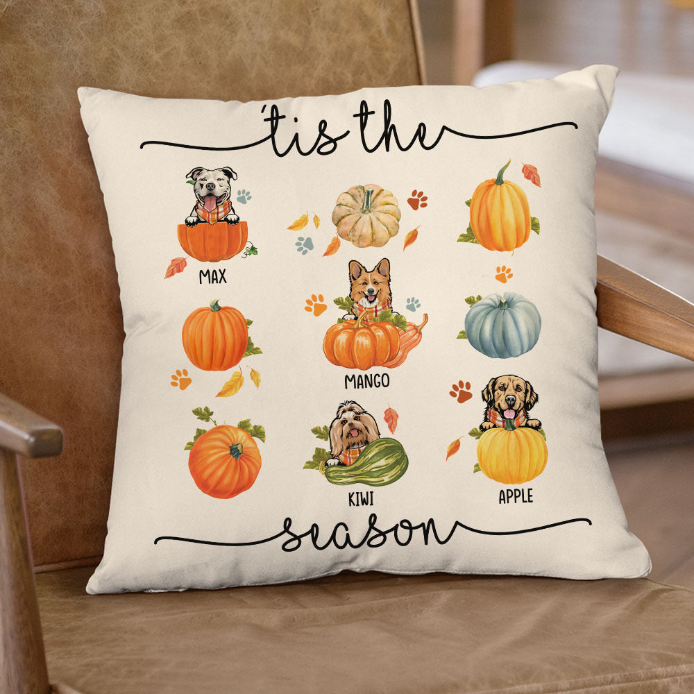 'Tis The Season Dog Fall Pillow, Custom Pet Pumpkin AD