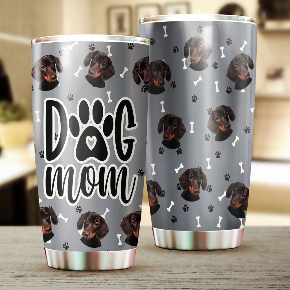 Dog Mom With Dog Photo Tumbler, Best Gift for Dog Lovers AA