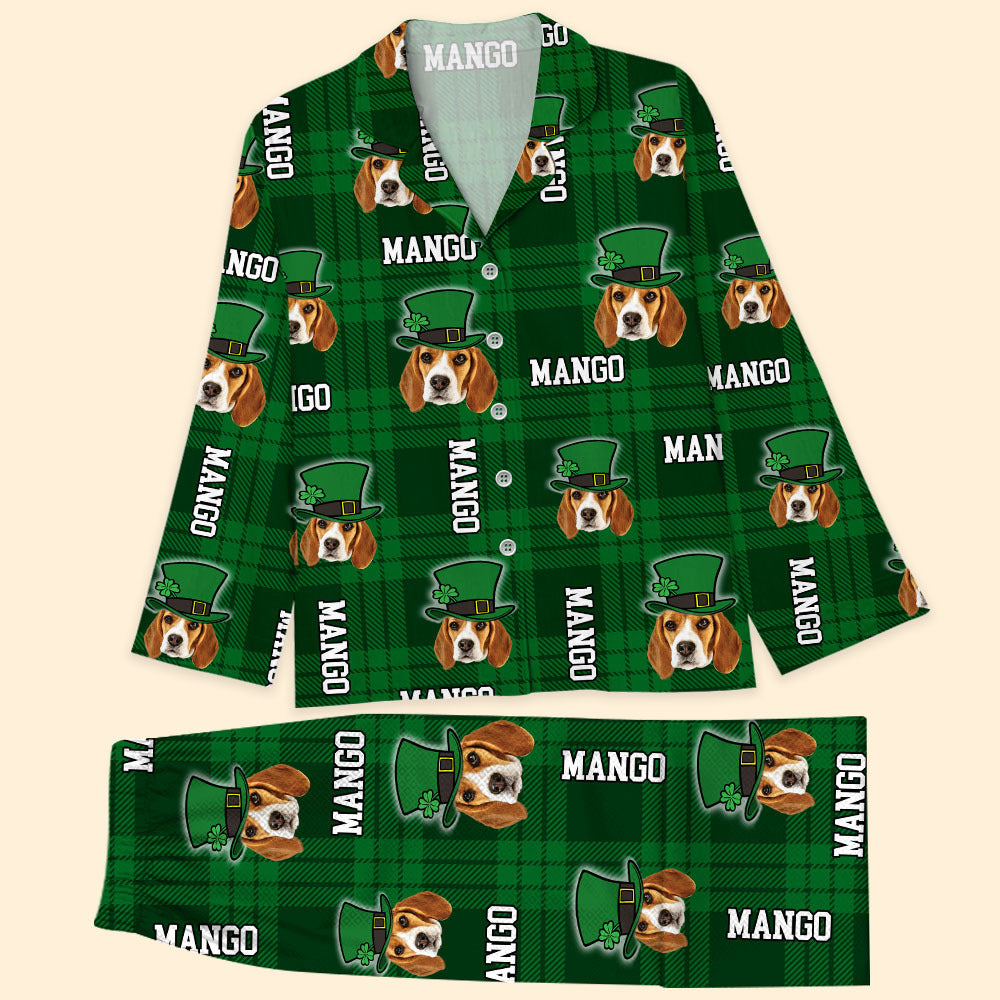 Personalized Patrick's Day Pattern Dog Cat Face Pajamas, Gift For Irish Family AB