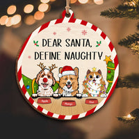 Thumbnail for Custom Dear Santa Define Naughty Dog Cat Printed Wood Ornament, Christmas Gift AE