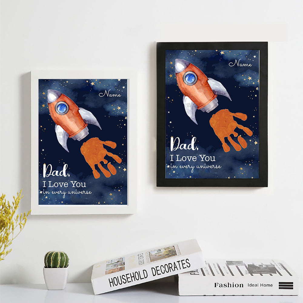 Dad I Love You In Every Universe Photo Frame, Kids Handprint Keepsake AA