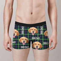 Thumbnail for Custom Buffalo Plaid Photo Dog Cat Men's Boxer Briefs, Gift For Him AI