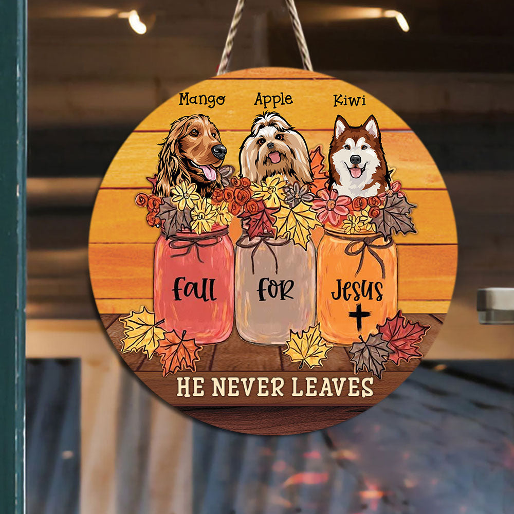 Fall for Jesus Dog Door Sign, Wooden Home Decor Gift Z