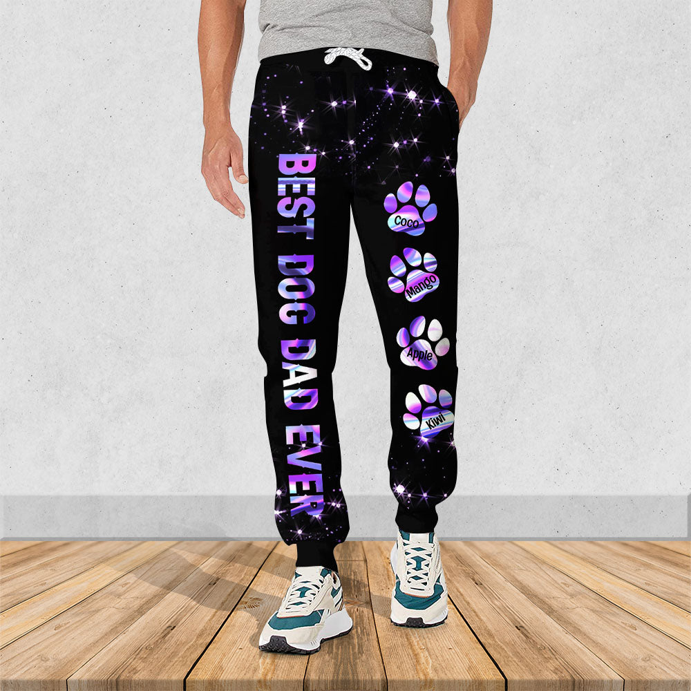 Custom Hologram Dog Mom Dog Dad Sweatpants, Best Gift For Dog Lovers AB