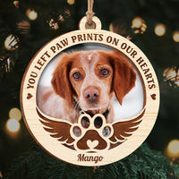 Thumbnail for You Left Paw Prints Pet Photo Memorial Layered Wood Ornament AE