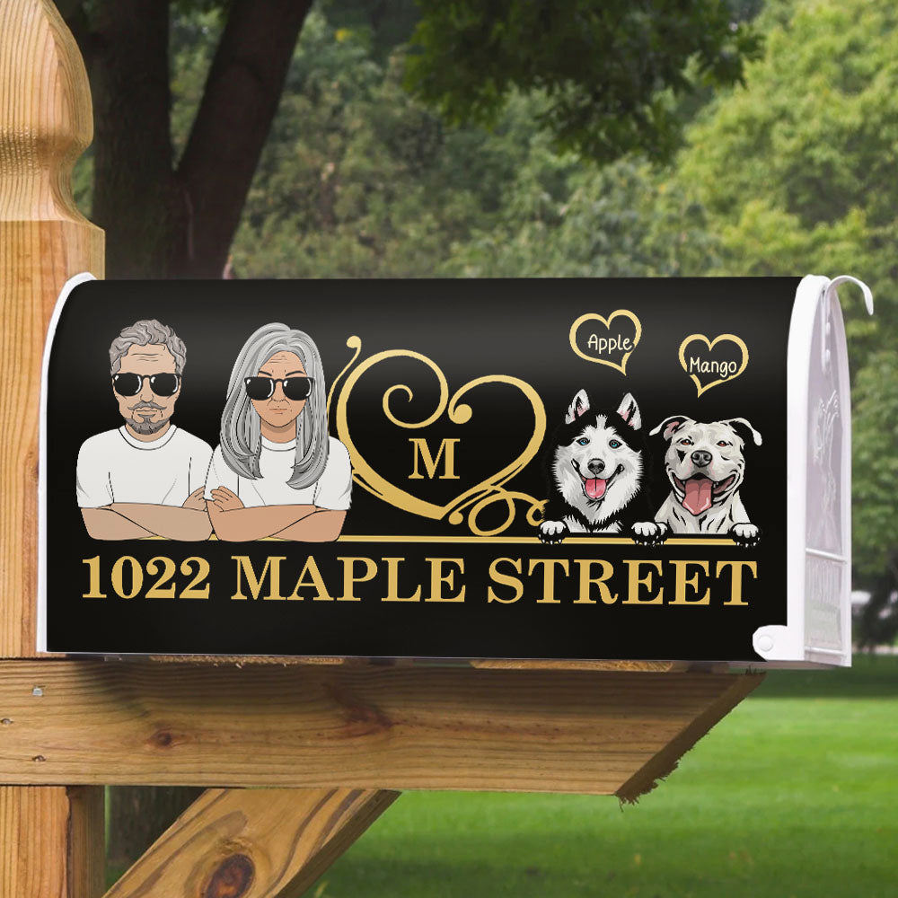 Personalized Husband And Wife Dog House Address Magnetic Mailbox Cover AF