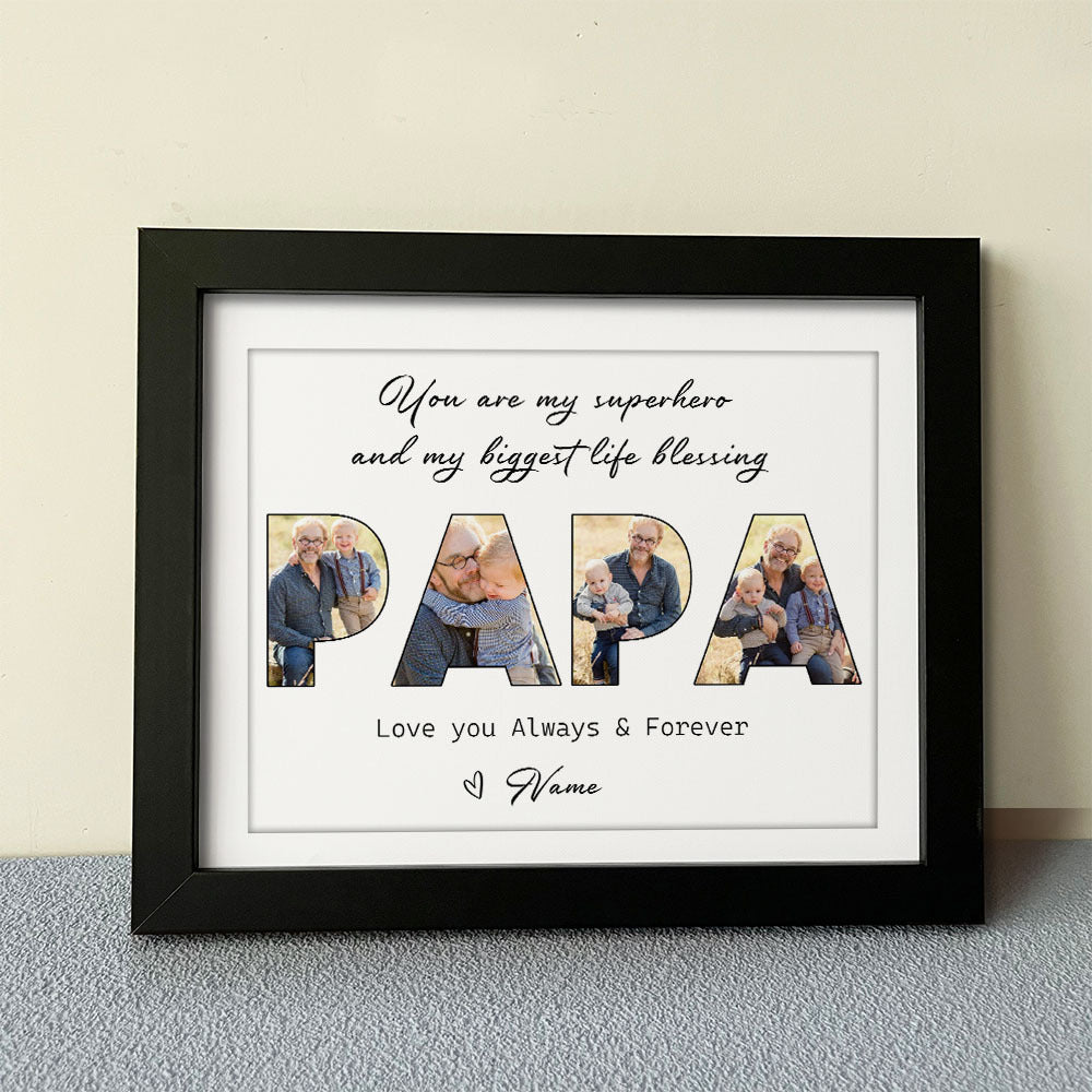 You Are My Superhero Papa Collage Photo Frame, Gift For Grandpa AA