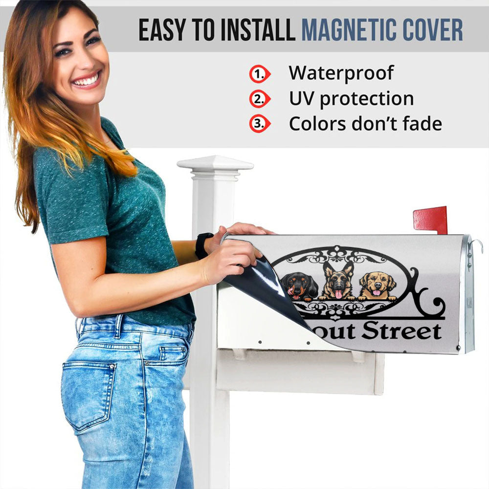 Custom Home Address With Your Lovely Dogs Magnetic Mailbox Cover, Pet Lover Gift AF