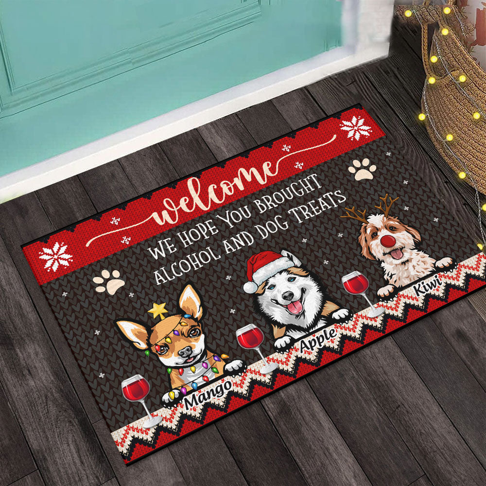 Personalized Hope You Brought Dog Treats Christmas Doormat House Decor AB