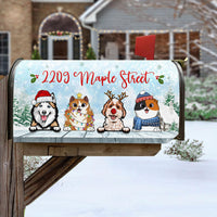 Thumbnail for Winter Sky With Dog Cat Mailbox Cover, Christmas Decor AF