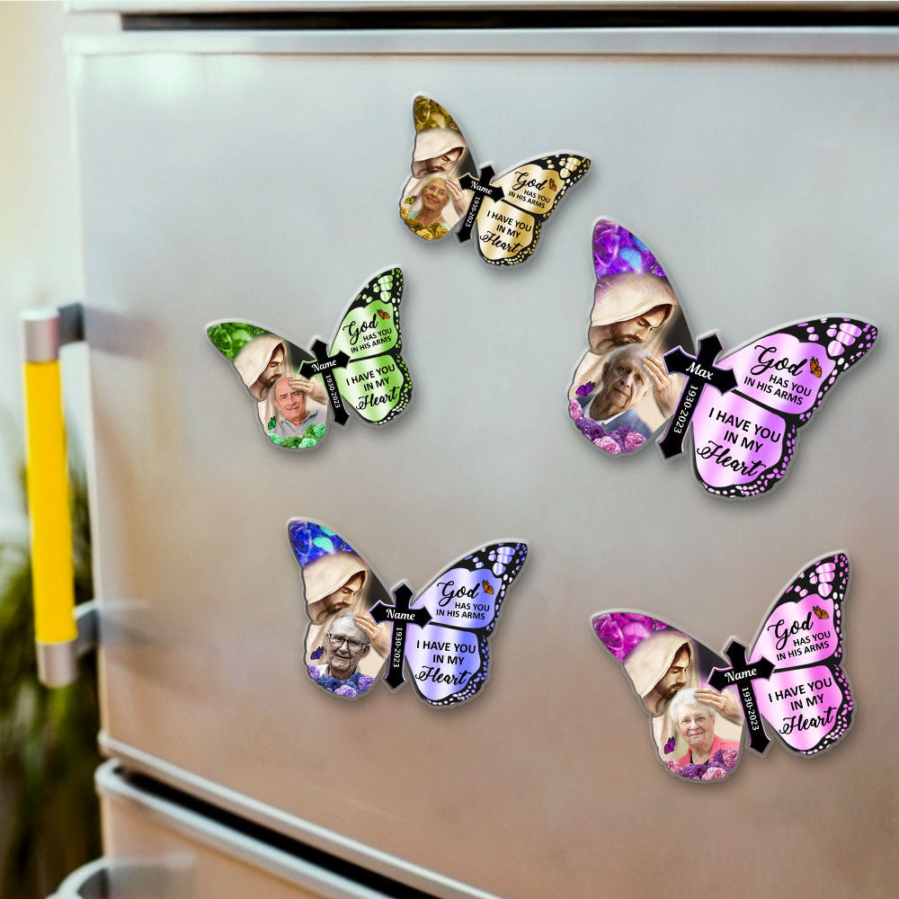 Personalized God Has You In His Arm Magnet, Memorial Magnet, Fridge Magnet JonxiFon